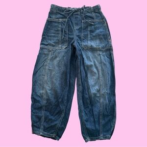We The Free Blue Denim Barrel Leg Jeans